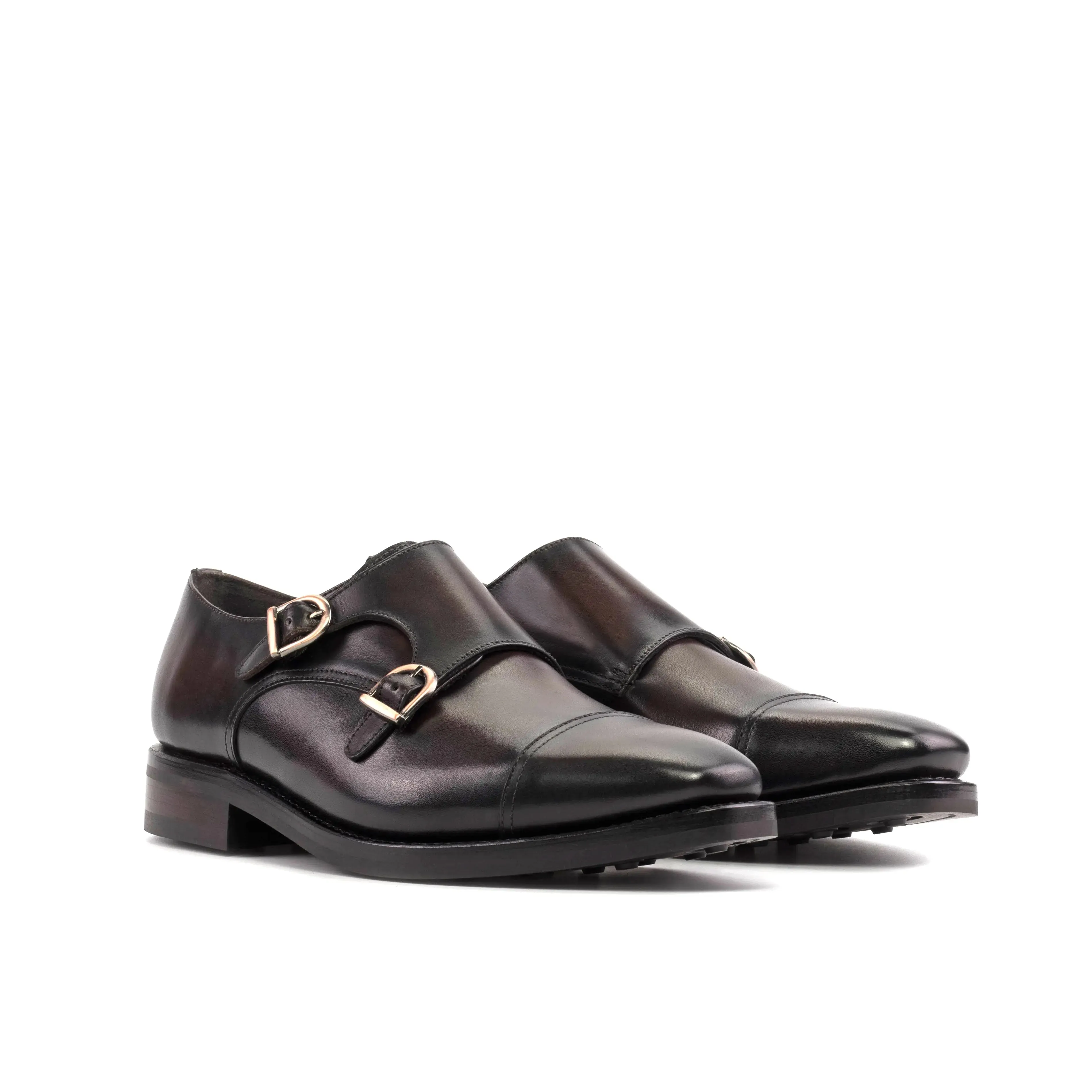 DapperFam Monaco in Dark Brown Men's Italian Leather Double Monk
