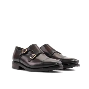 DapperFam Monaco in Dark Brown Men's Italian Leather Double Monk