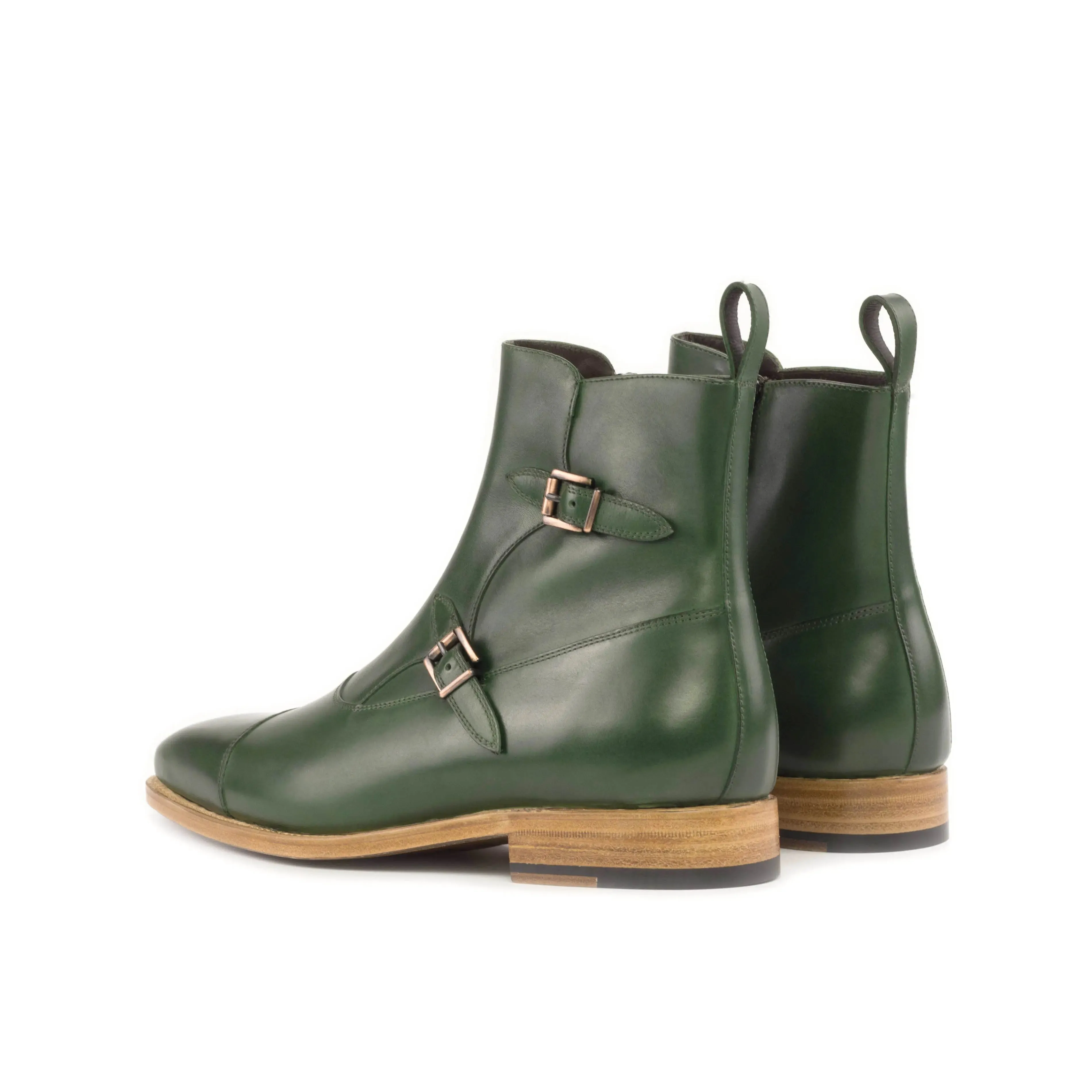 DapperFam Octavian in Forest Men's Italian Leather Buckle Boot