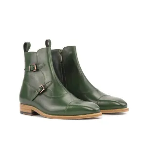 DapperFam Octavian in Forest Men's Italian Leather Buckle Boot