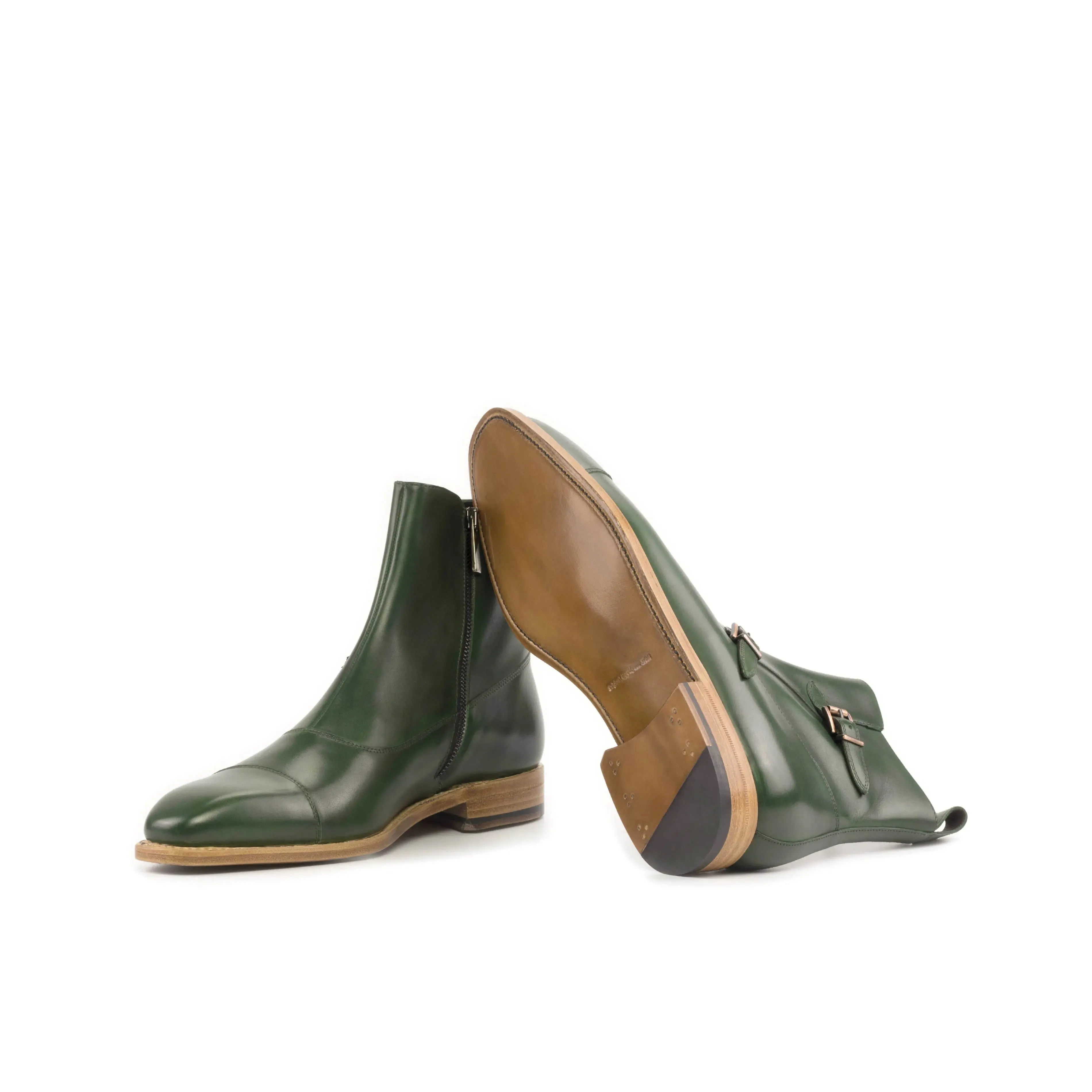 DapperFam Octavian in Forest Men's Italian Leather Buckle Boot