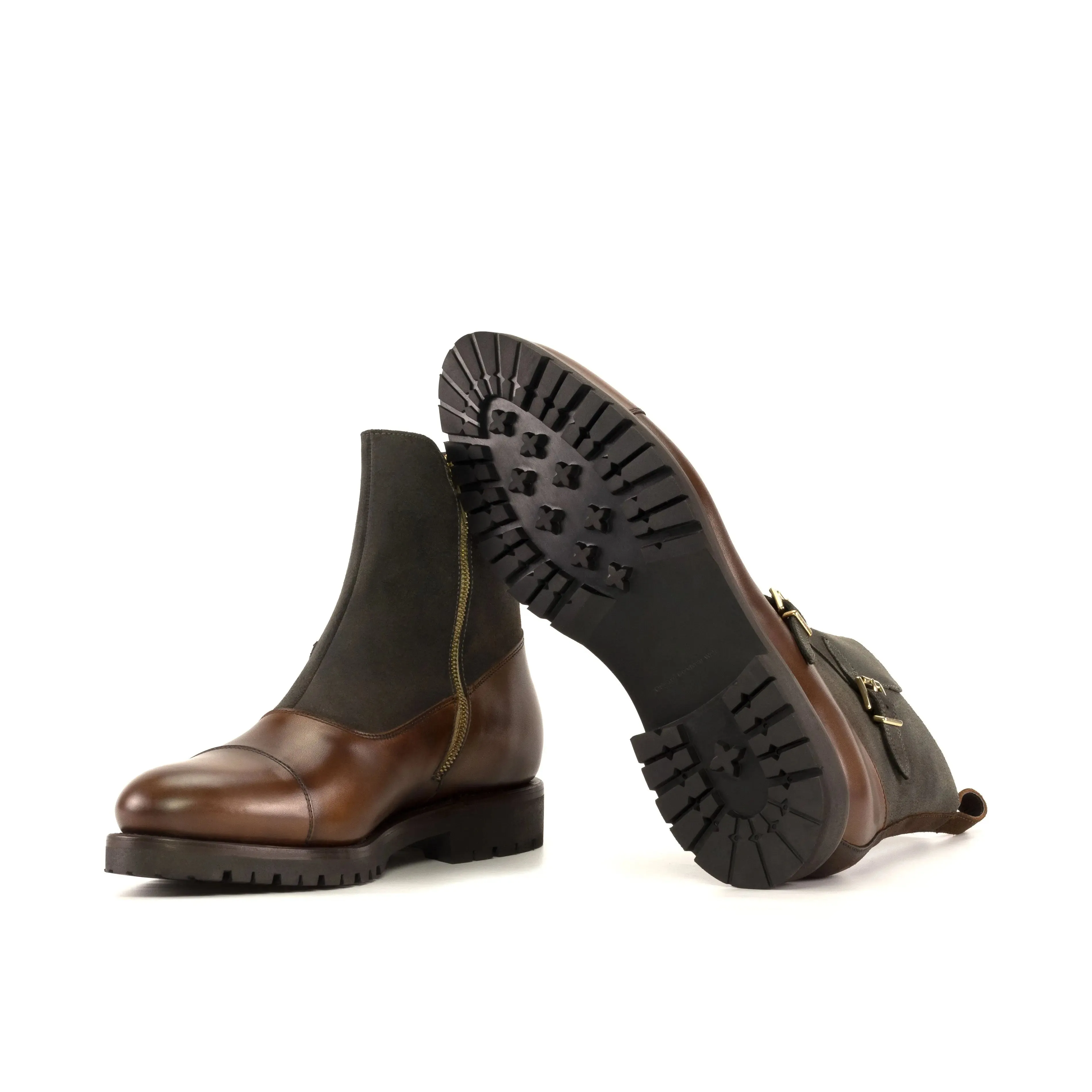 DapperFam Octavian in Med Brown Men's Italian Leather Buckle Boot