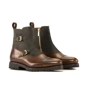 DapperFam Octavian in Med Brown Men's Italian Leather Buckle Boot