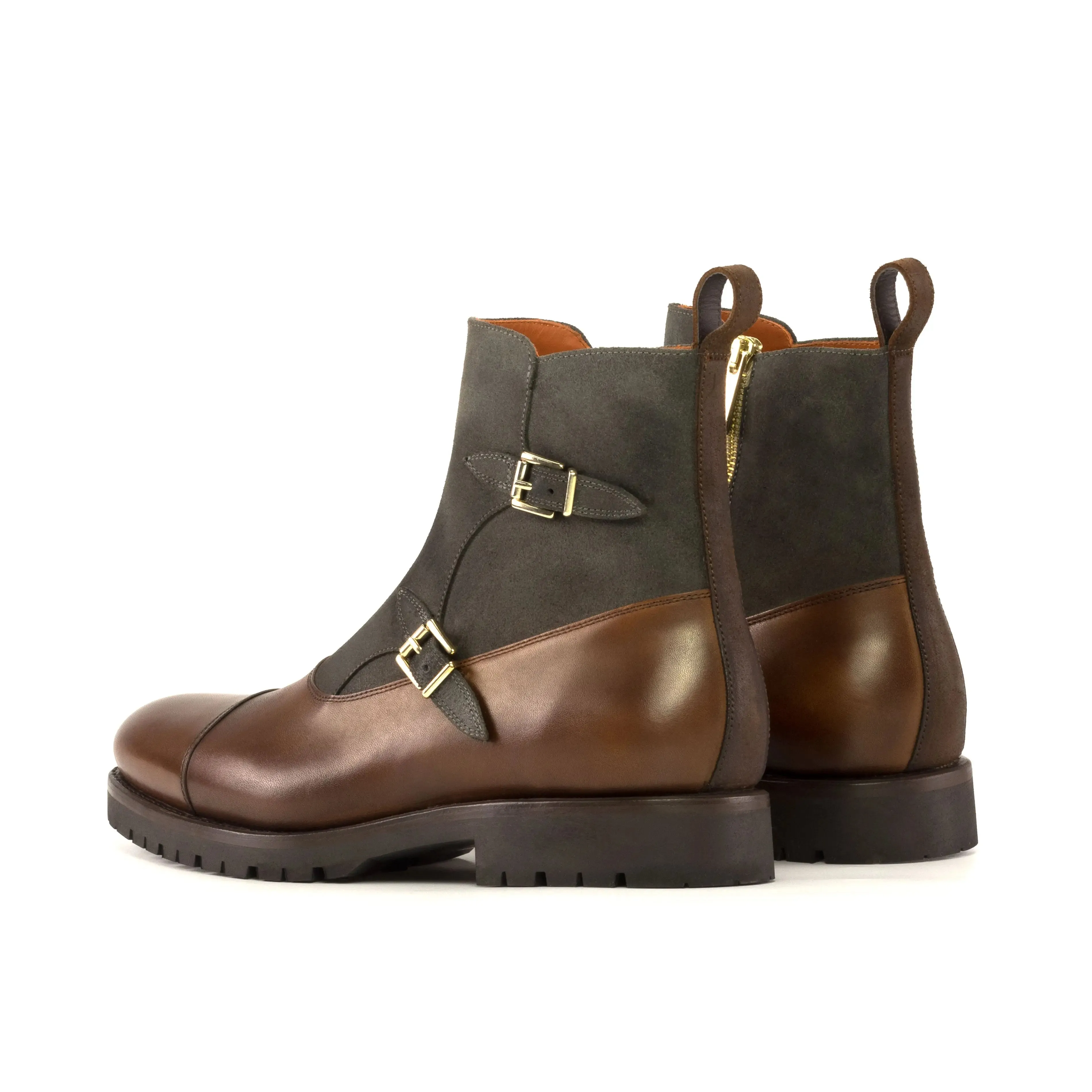 DapperFam Octavian in Med Brown Men's Italian Leather Buckle Boot