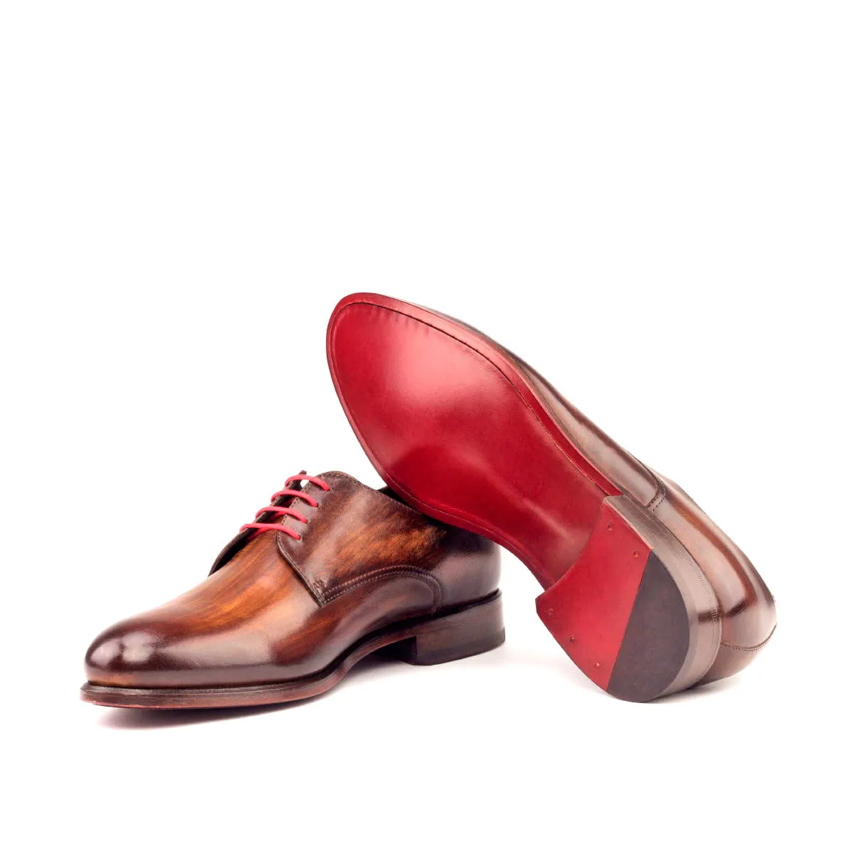 DapperFam Vero in Brown Men's Hand-Painted Patina Derby