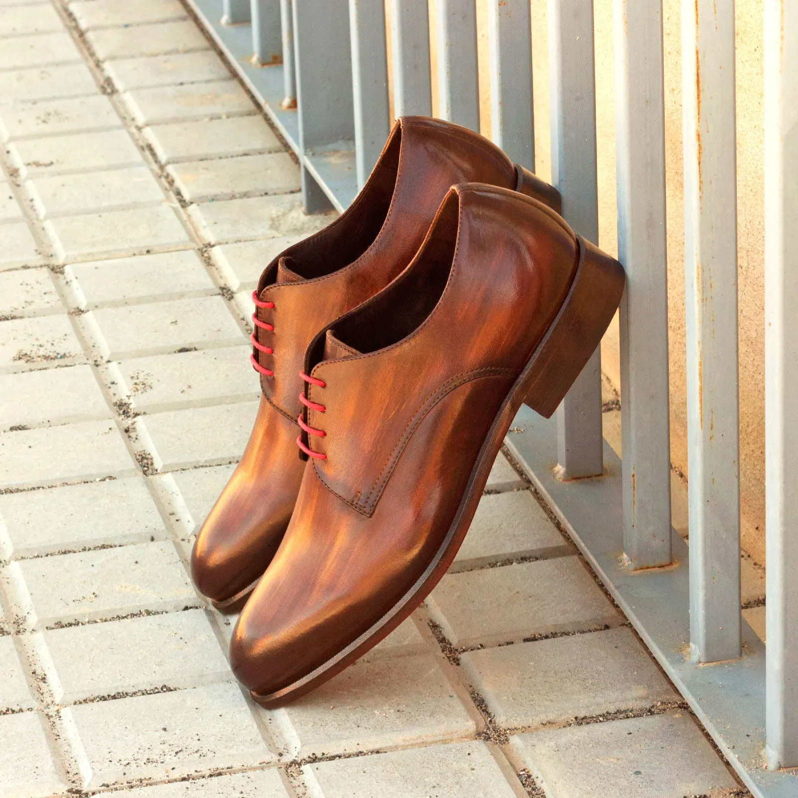 DapperFam Vero in Brown Men's Hand-Painted Patina Derby
