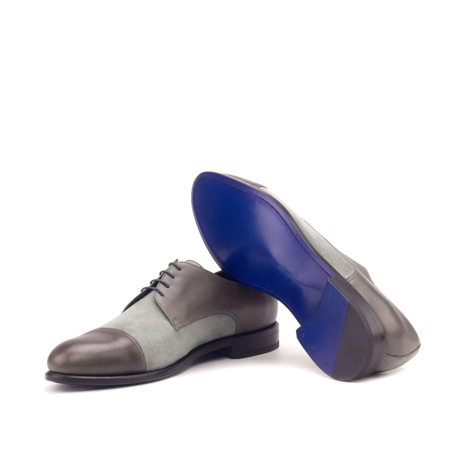 DapperFam Vero in Grey / Light Grey Men's Italian Leather & Italian Suede Derby