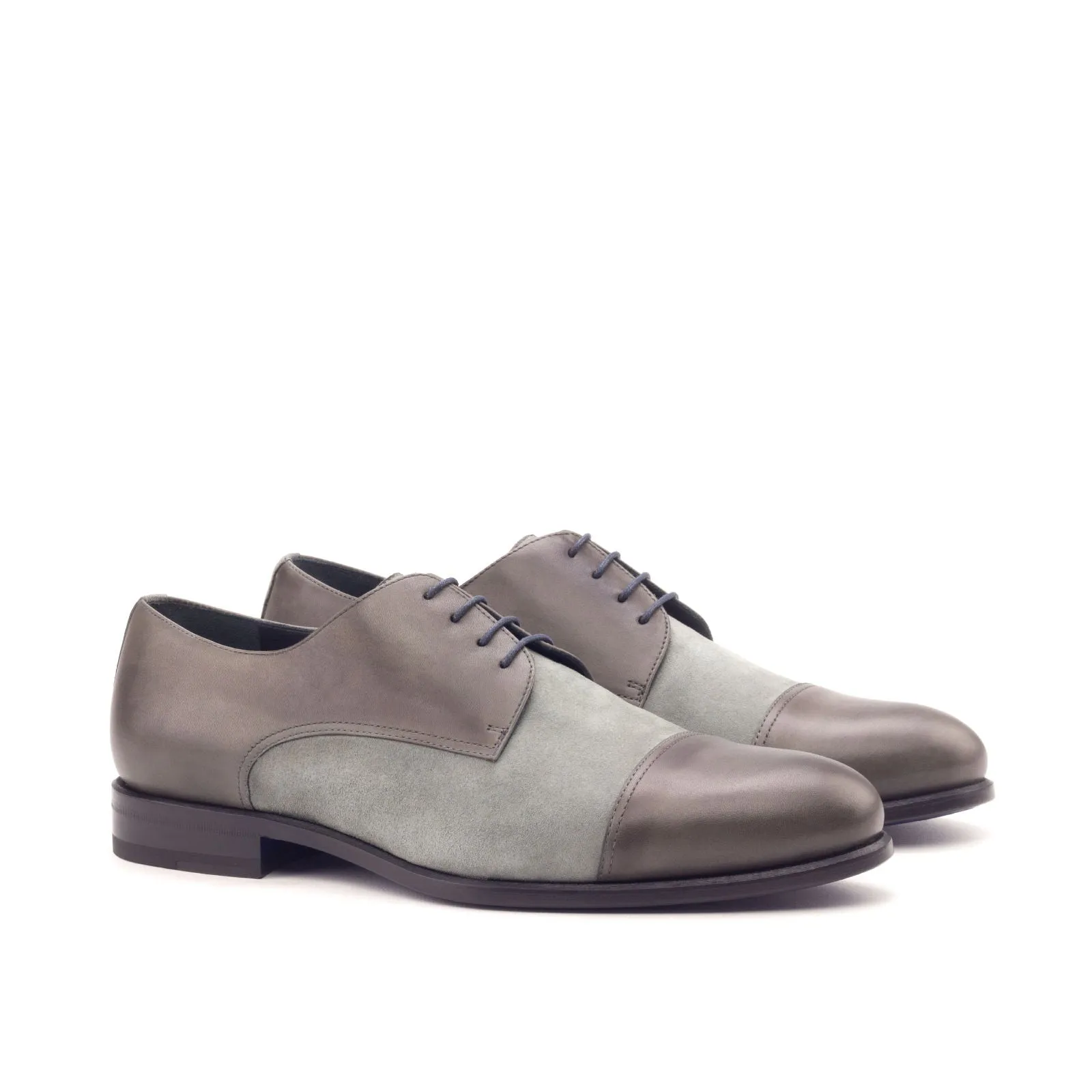 DapperFam Vero in Grey / Light Grey Men's Italian Leather & Italian Suede Derby