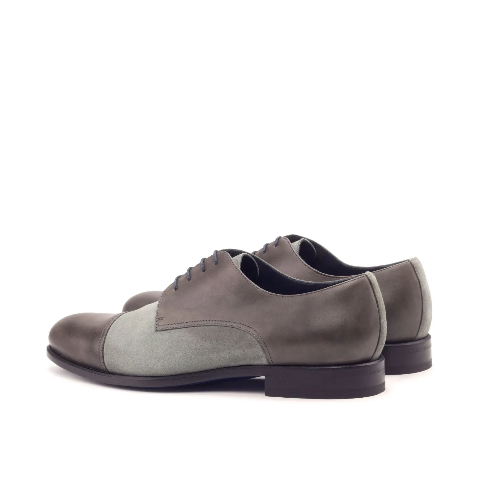 DapperFam Vero in Grey / Light Grey Men's Italian Leather & Italian Suede Derby