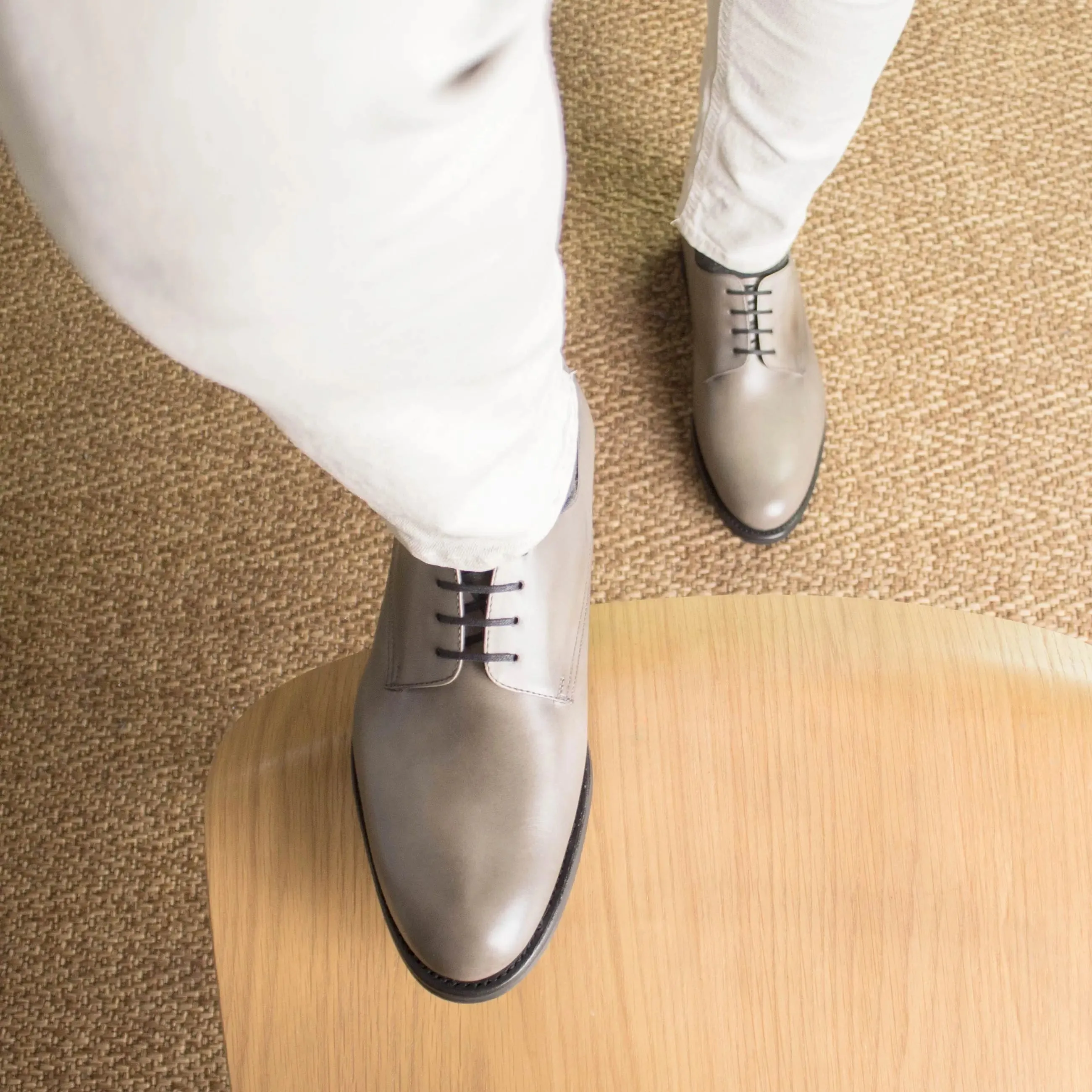 DapperFam Vero in Grey Men's Italian Leather Derby