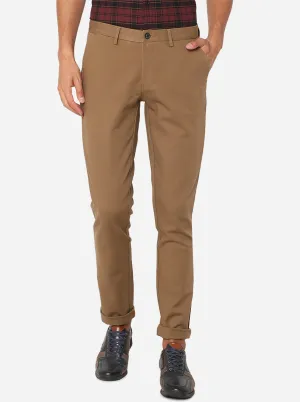Dark Khaki Solid Uno Fit Casual Trouser | JadeBlue