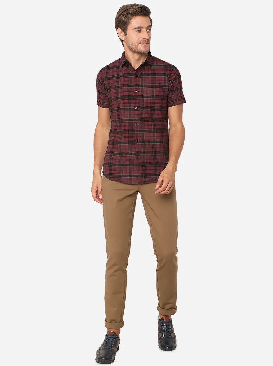 Dark Khaki Solid Uno Fit Casual Trouser | JadeBlue