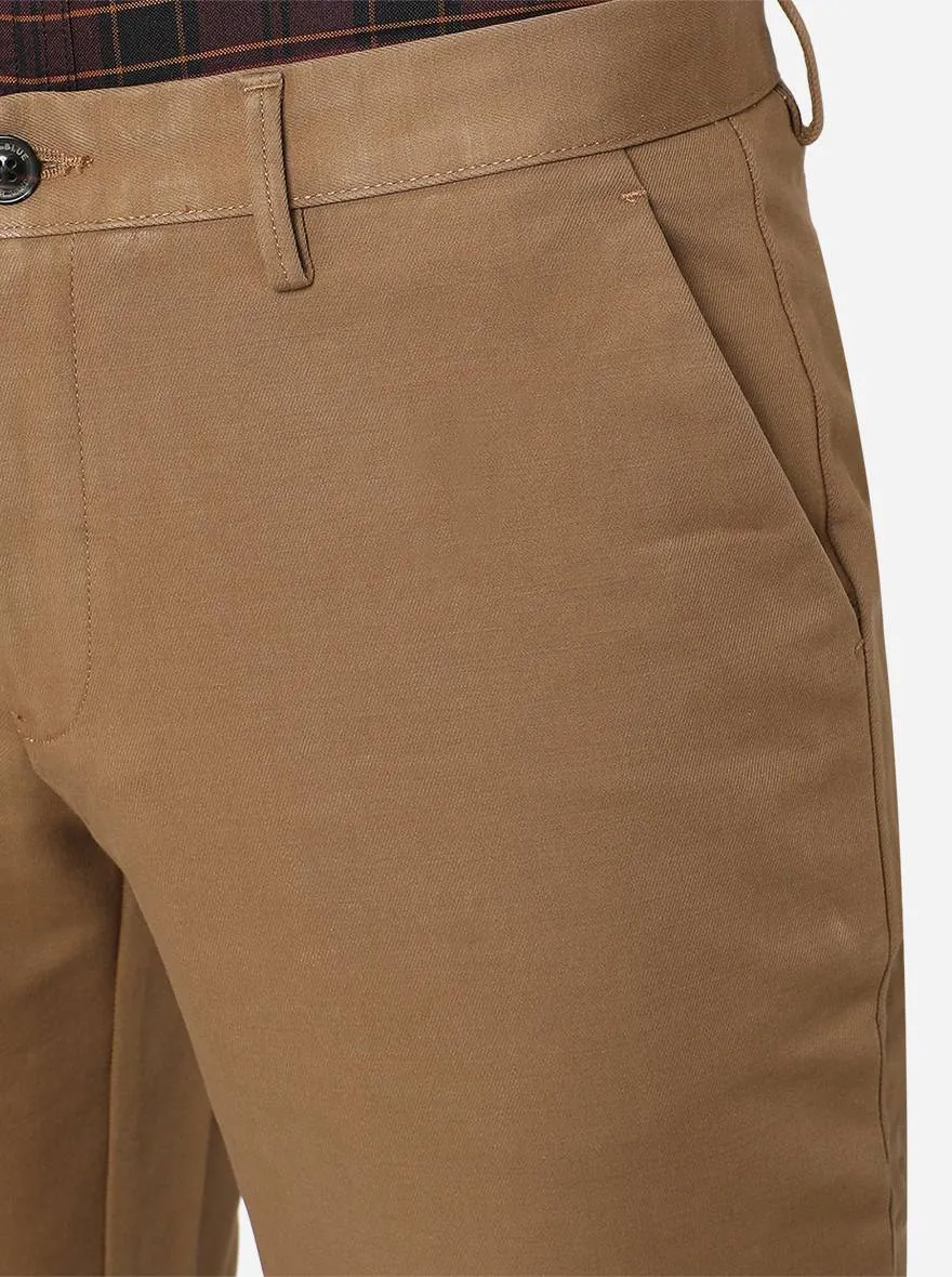 Dark Khaki Solid Uno Fit Casual Trouser | JadeBlue