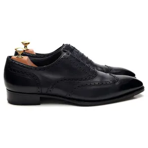 Deco 'Rothschild' Navy Blue Patina Leather Oxford Brogues UK 10 E