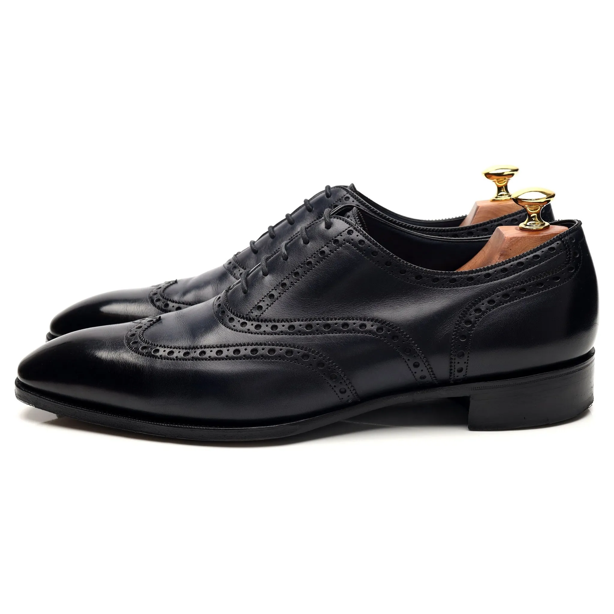 Deco 'Rothschild' Navy Blue Patina Leather Oxford Brogues UK 10 E