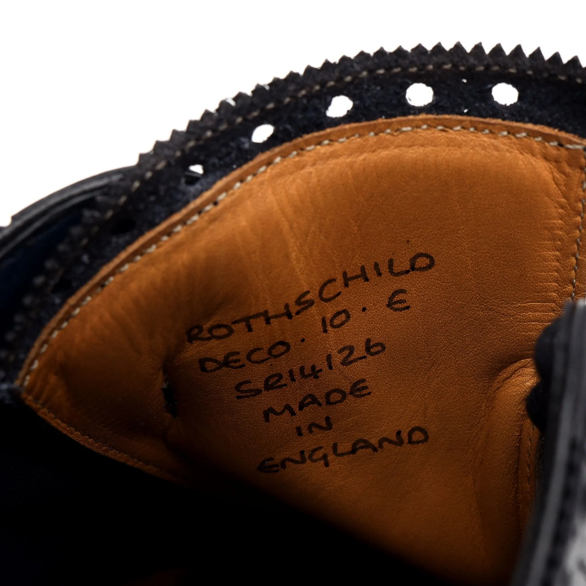 Deco 'Rothschild' Navy Blue Patina Leather Oxford Brogues UK 10 E