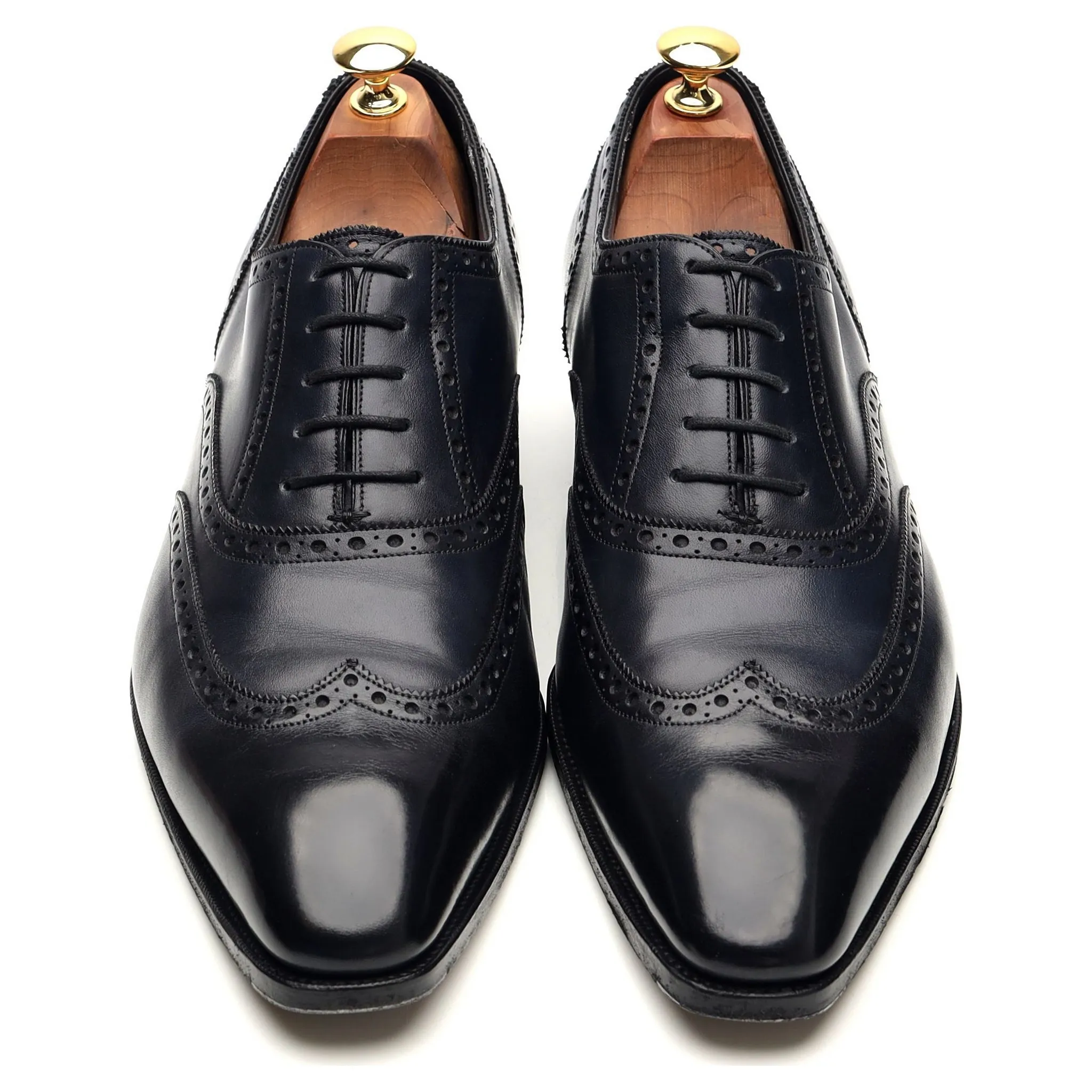 Deco 'Rothschild' Navy Blue Patina Leather Oxford Brogues UK 10 E