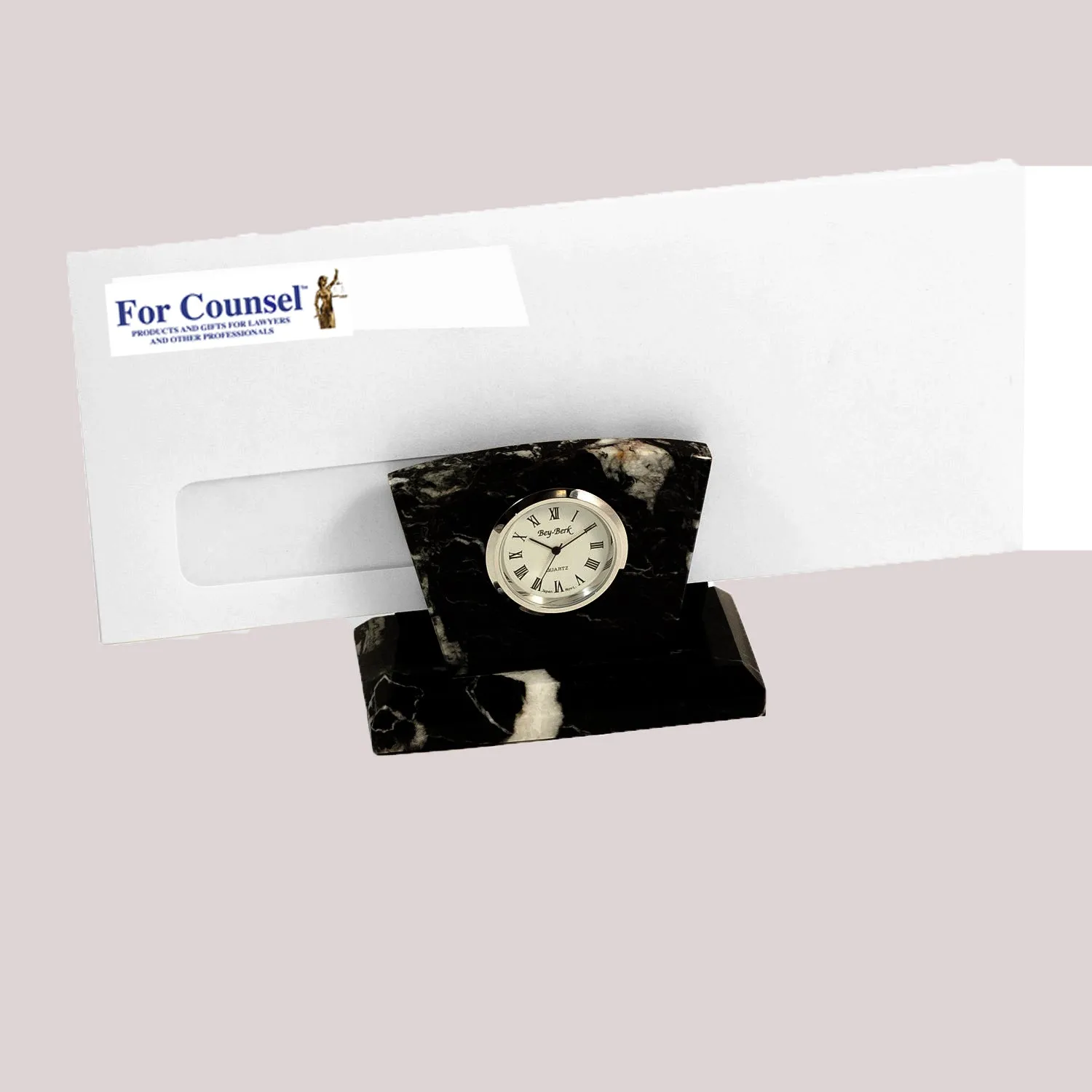 Desk Sets - Set of 3 - Bookends, Clock, and Paperweight (Attorneys) - Item #0746A