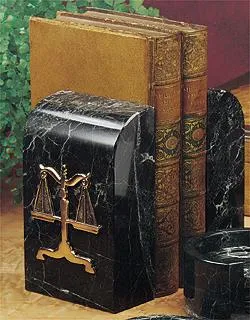 Desk Sets - Set of 3 - Bookends, Clock, and Paperweight (Attorneys) - Item #0746A