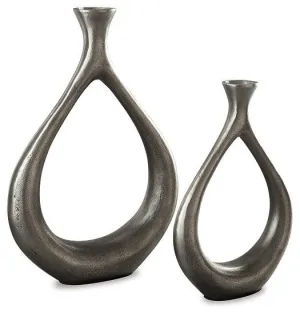 Dimaia Antique Silver Finish Vase (Set of 2)