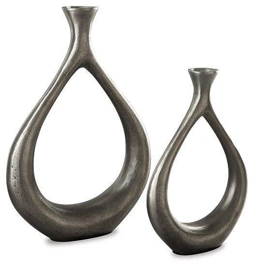 Dimaia Antique Silver Finish Vase (Set of 2)