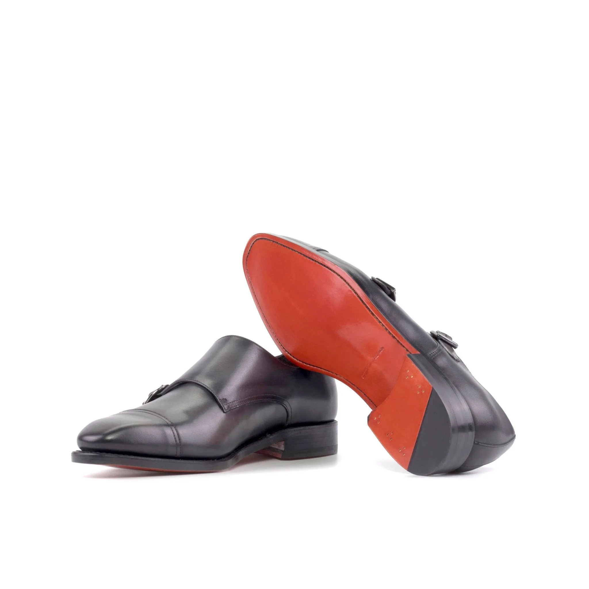 Double Monk Strap in Grey Box Calf