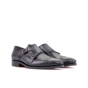 Double Monk Strap in Grey Box Calf