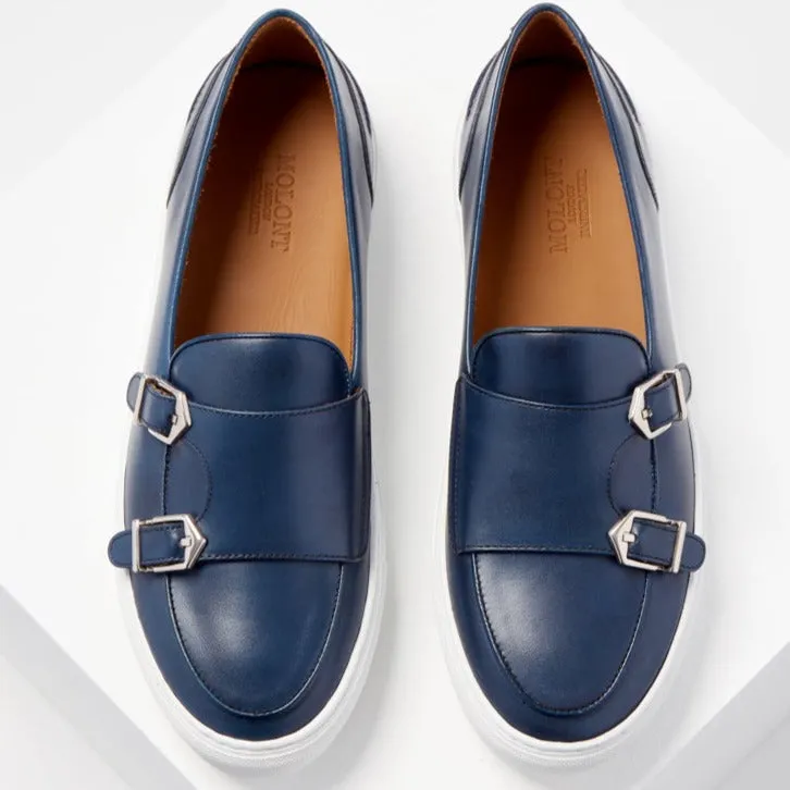 DOUBLE MONK STRAP SLIP ON SNEAKER | AZURE BLUE
