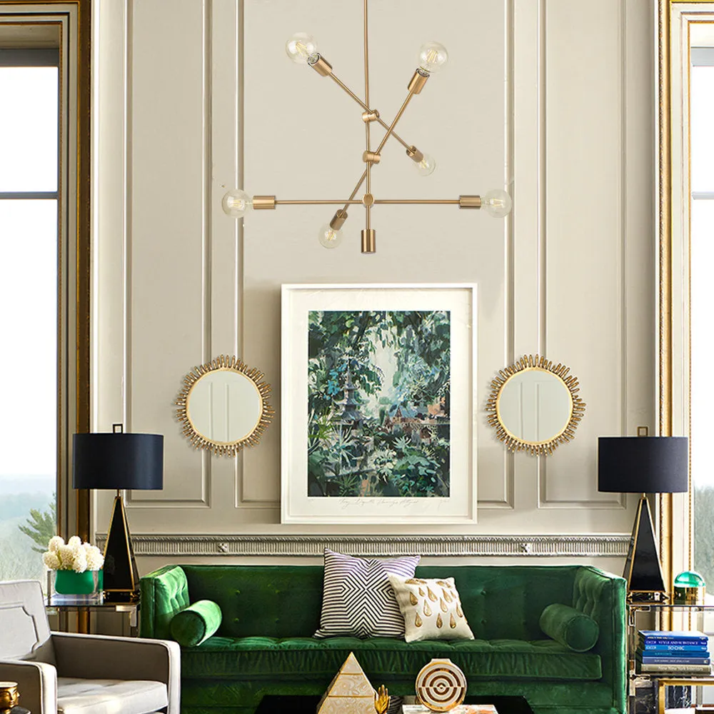 Dycus 6 - Light Sputnik Modern Linear Chandelier Mercer41 Finish: Antique Brass
