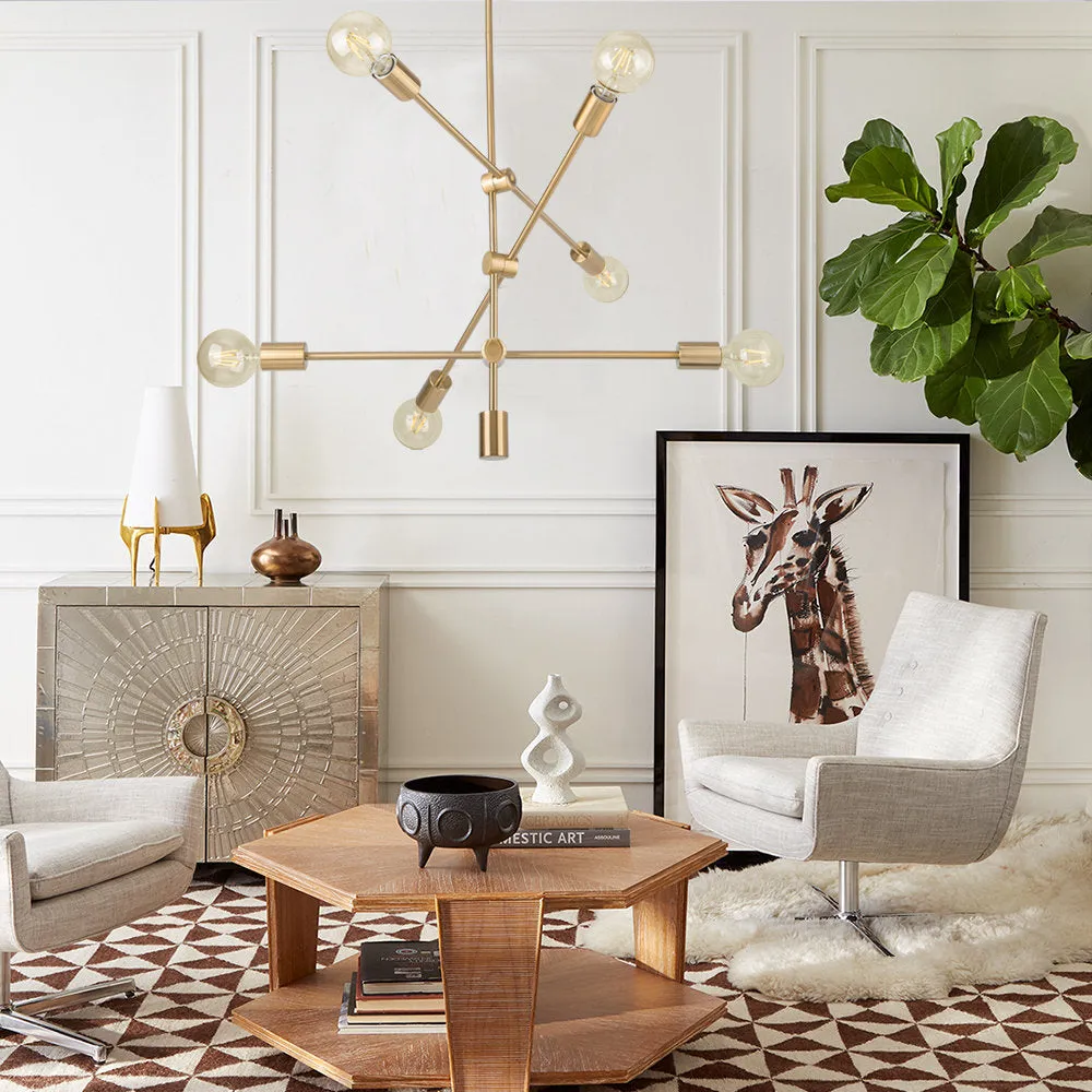 Dycus 6 - Light Sputnik Modern Linear Chandelier Mercer41 Finish: Antique Brass