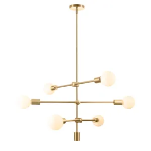 Dycus 6 - Light Sputnik Modern Linear Chandelier Mercer41 Finish: Antique Brass