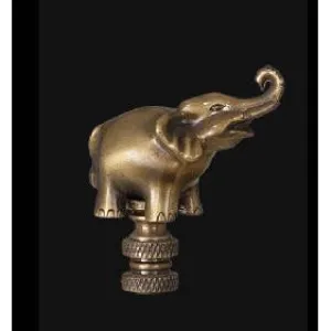 Elephant Lamp Finial with Antique Brass Finish