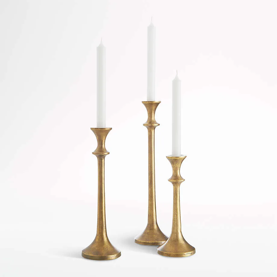 Emmett Antique Brass Taper Candle Holder 9"