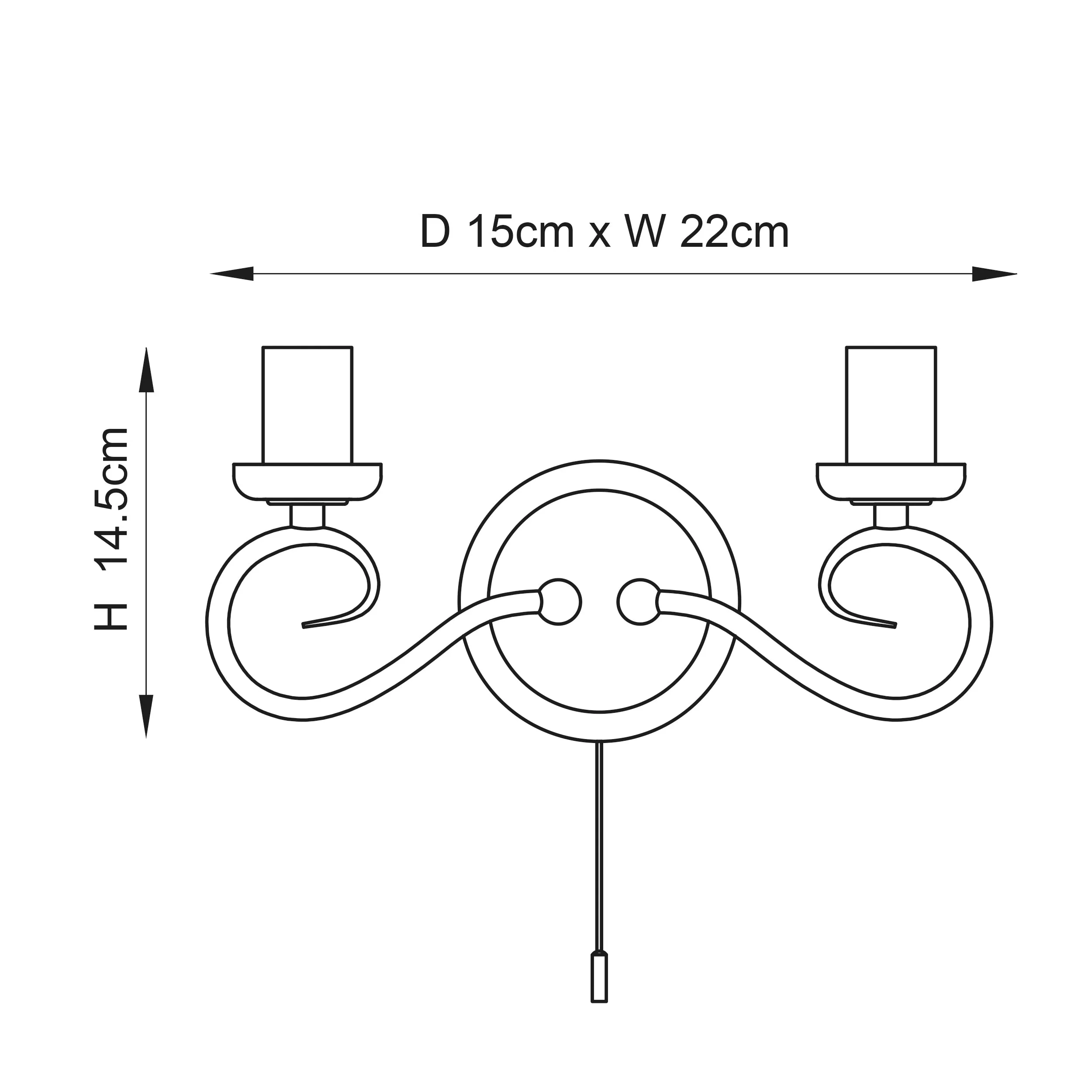 Endon 180-2AN Trafford 2lt Wall Antique brass plate 2 x 60W E14 candle (Required)