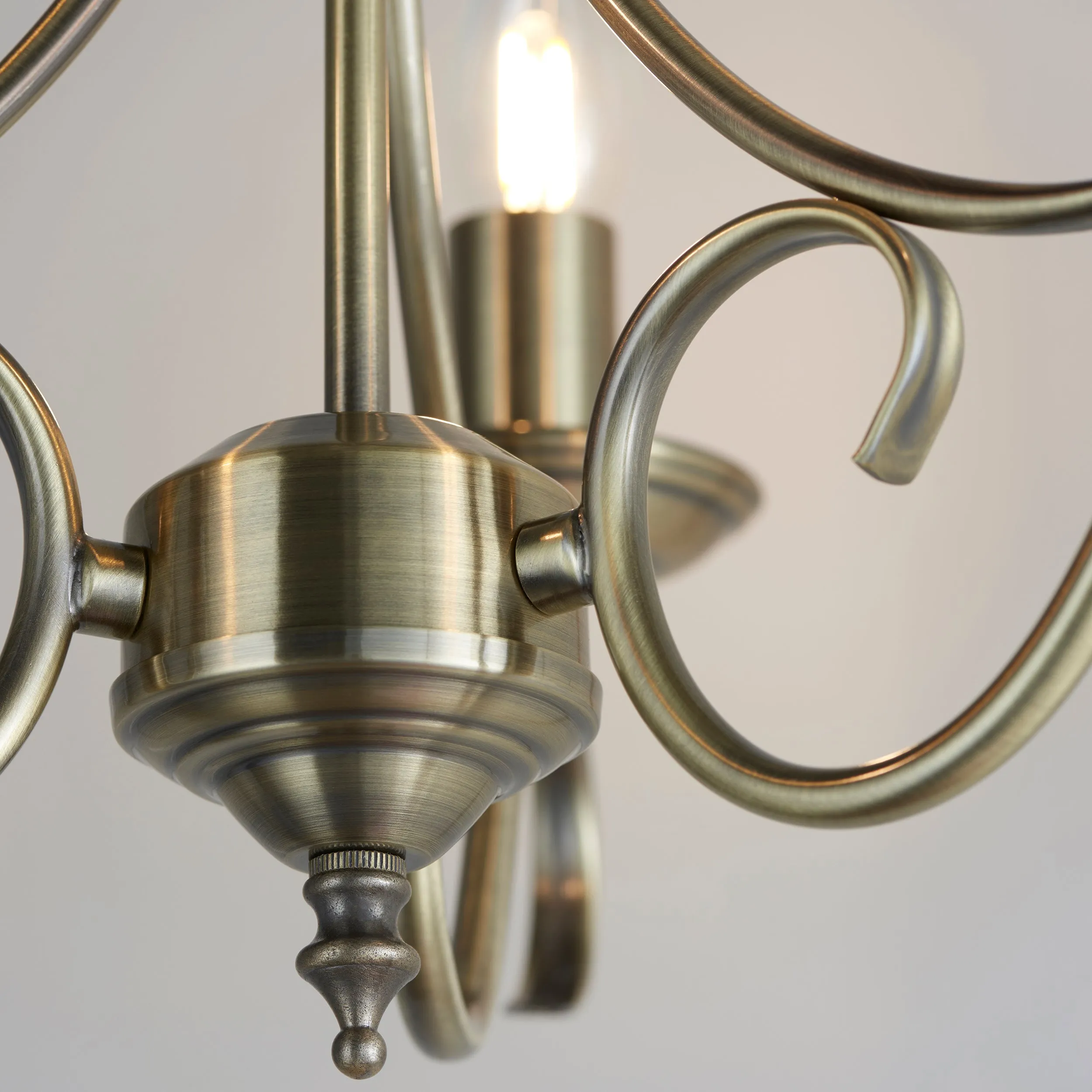 Endon 2030-3AN Bernice 3lt Pendant Antique brass plate 3 x 60W E14 candle (Required)