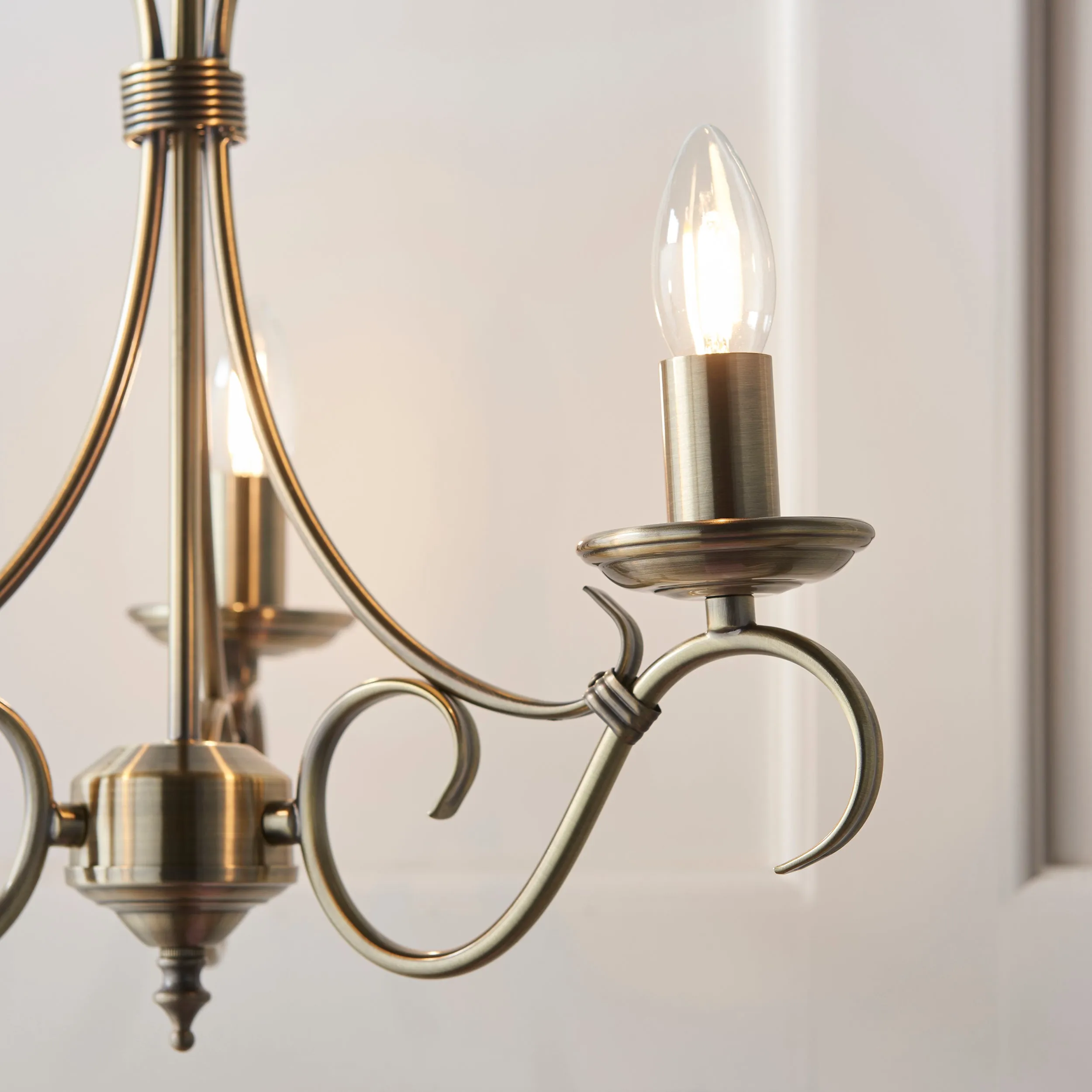 Endon 2030-3AN Bernice 3lt Pendant Antique brass plate 3 x 60W E14 candle (Required)