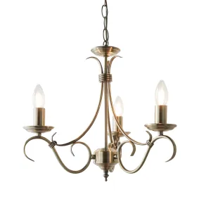 Endon 2030-3AN Bernice 3lt Pendant Antique brass plate 3 x 60W E14 candle (Required)
