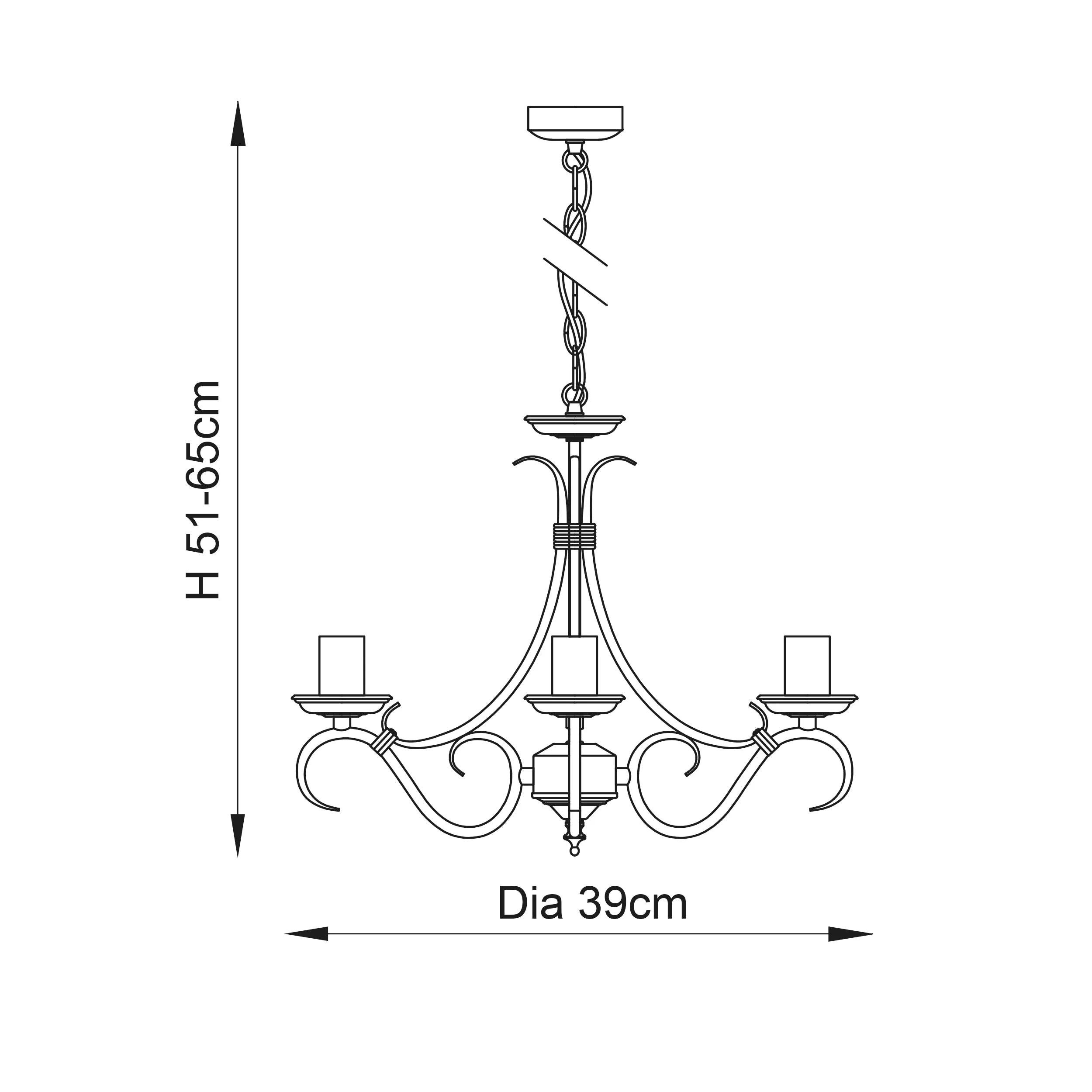 Endon 2030-3AN Bernice 3lt Pendant Antique brass plate 3 x 60W E14 candle (Required)