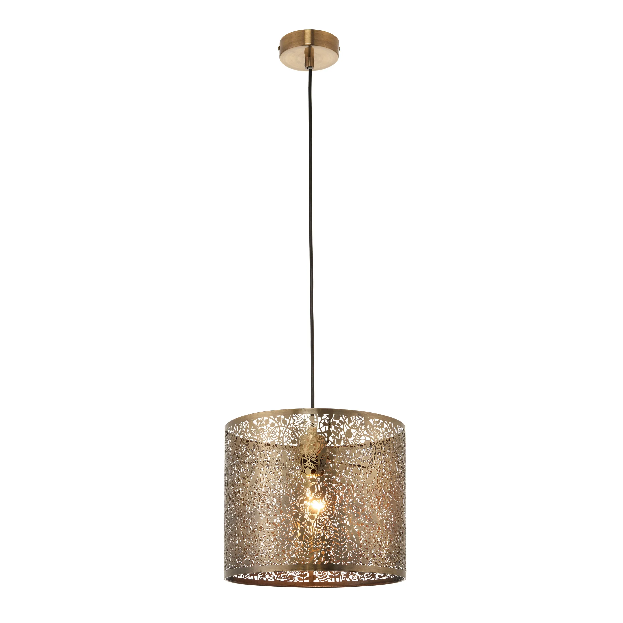 Endon 70103 Secret garden 1lt Pendant easyfit Antique brass plate 10W LED E27 or B22 (Required)