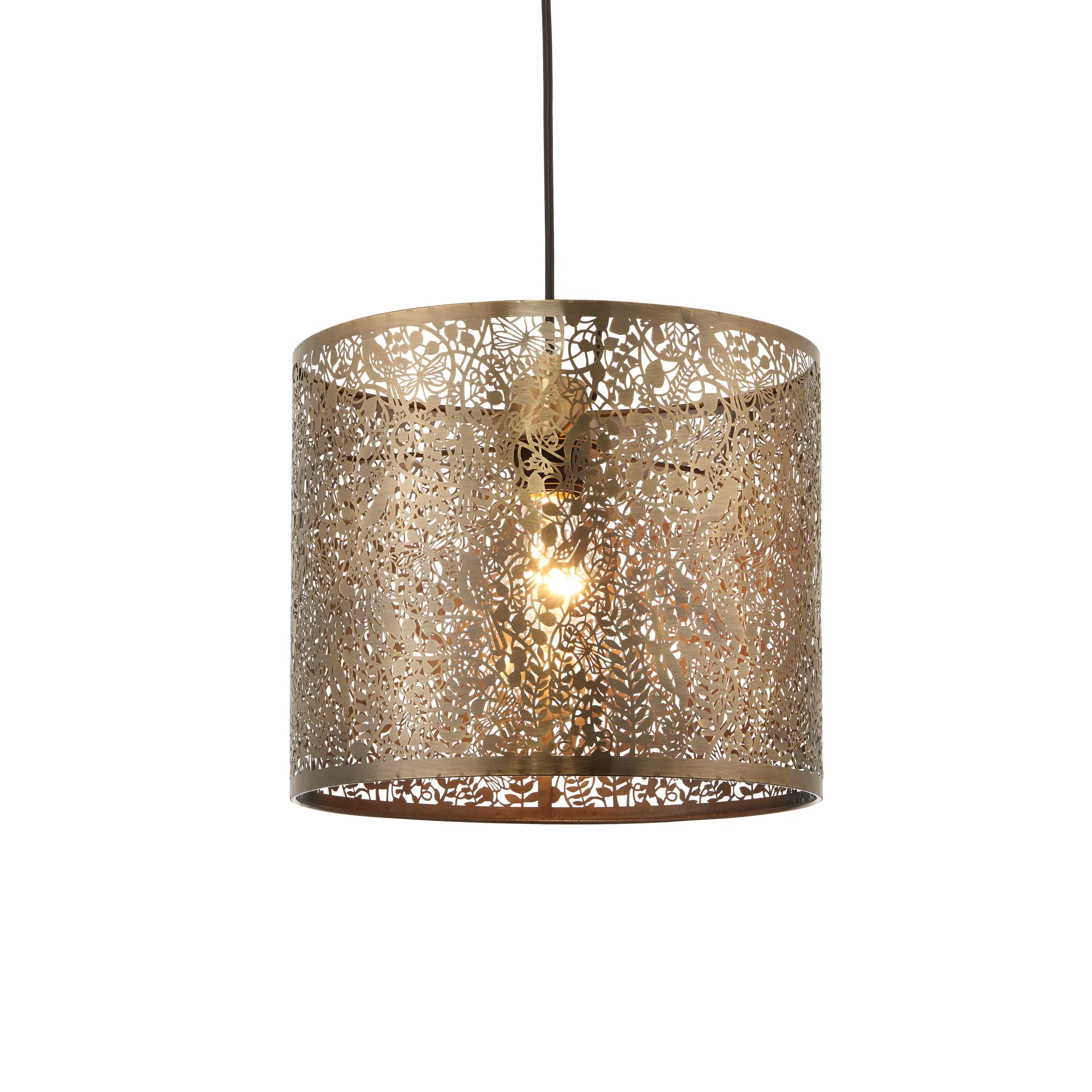 Endon 70103 Secret garden 1lt Pendant easyfit Antique brass plate 10W LED E27 or B22 (Required)