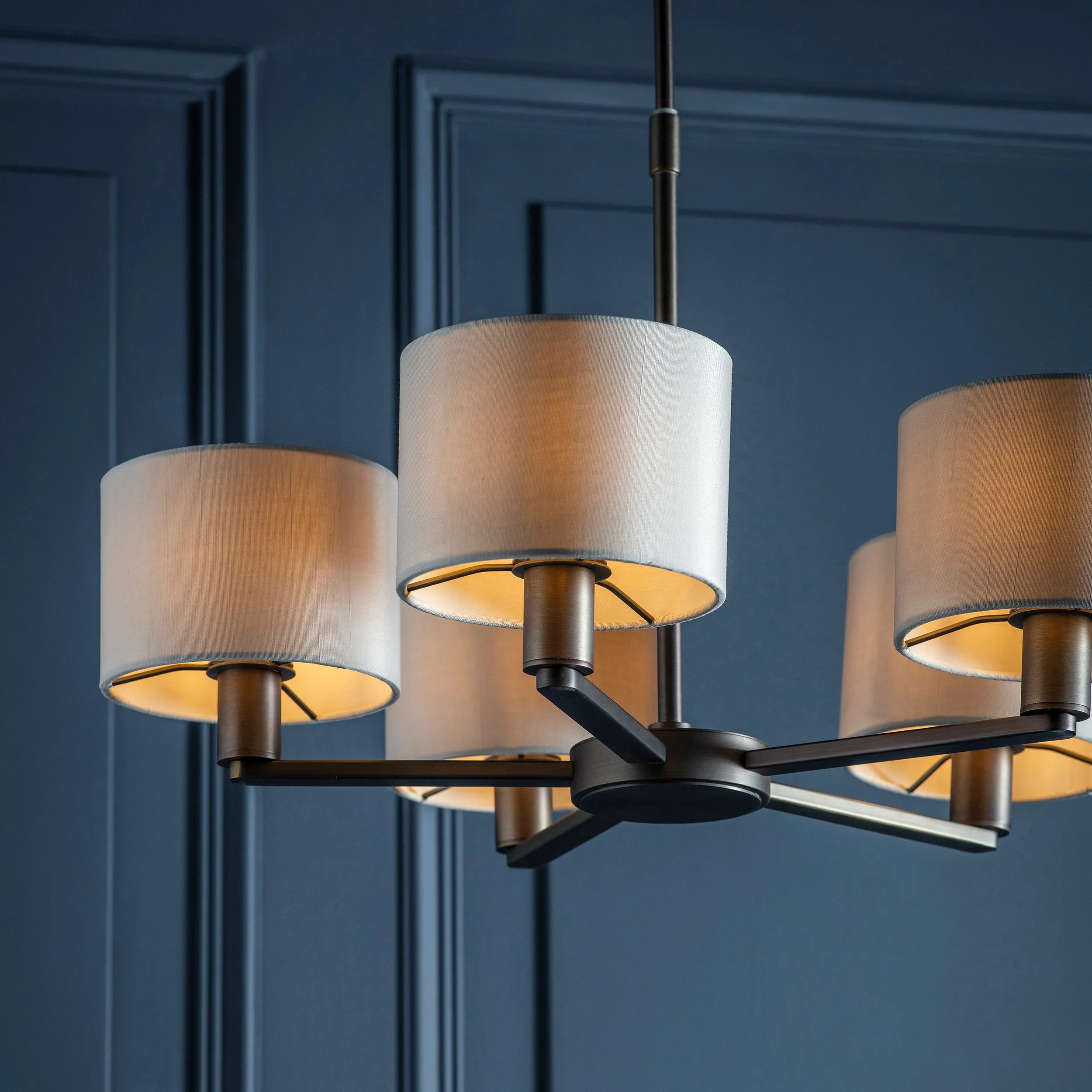 Endon 73017 Daley 5lt Pendant Dark antique bronze plate & marble fabric 5 x 40W E14 candle (Required)