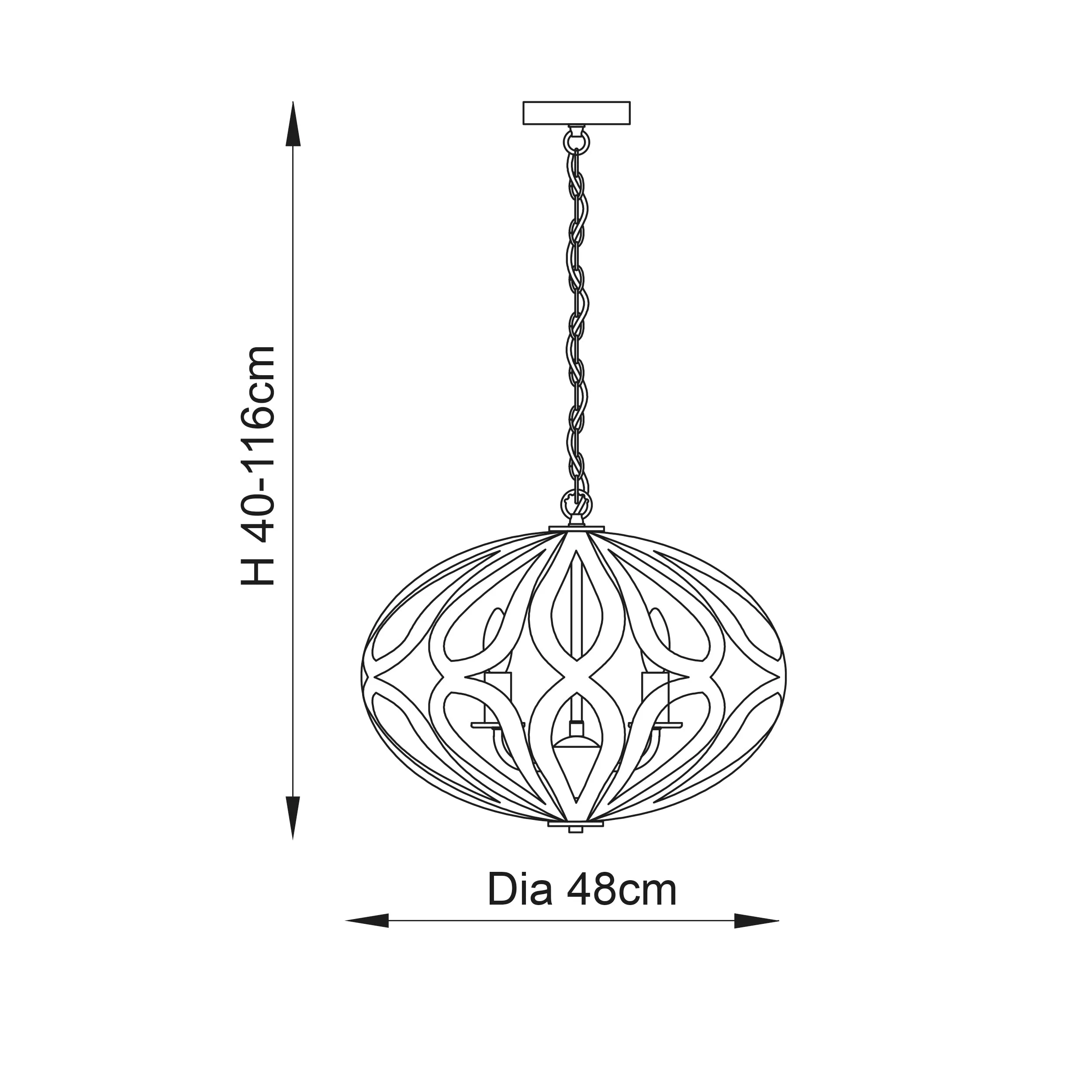 Endon 81750 Sirolo 3lt Pendant Antique brushed bronze paint 3 x 6W LED E14 (Required)