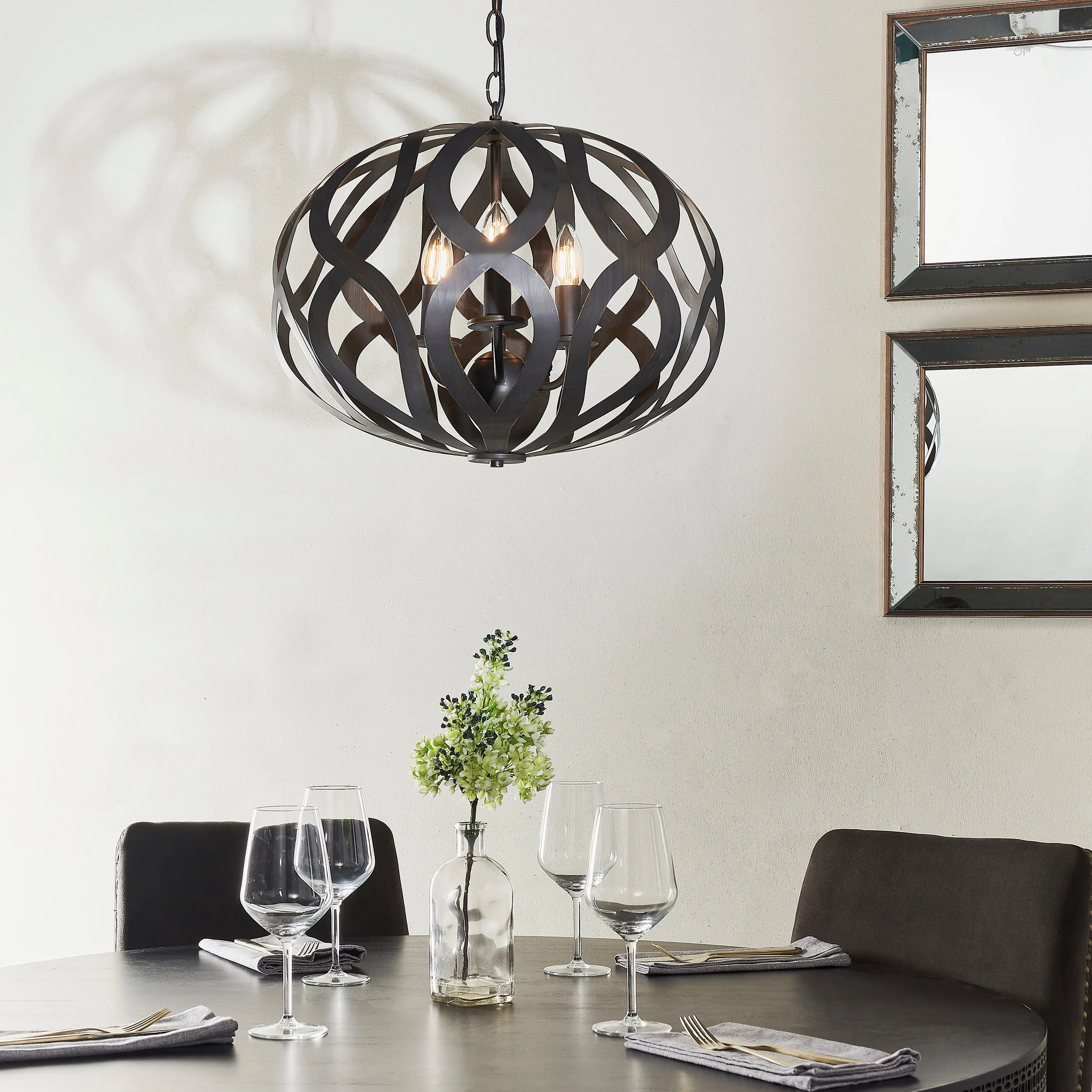 Endon 81750 Sirolo 3lt Pendant Antique brushed bronze paint 3 x 6W LED E14 (Required)