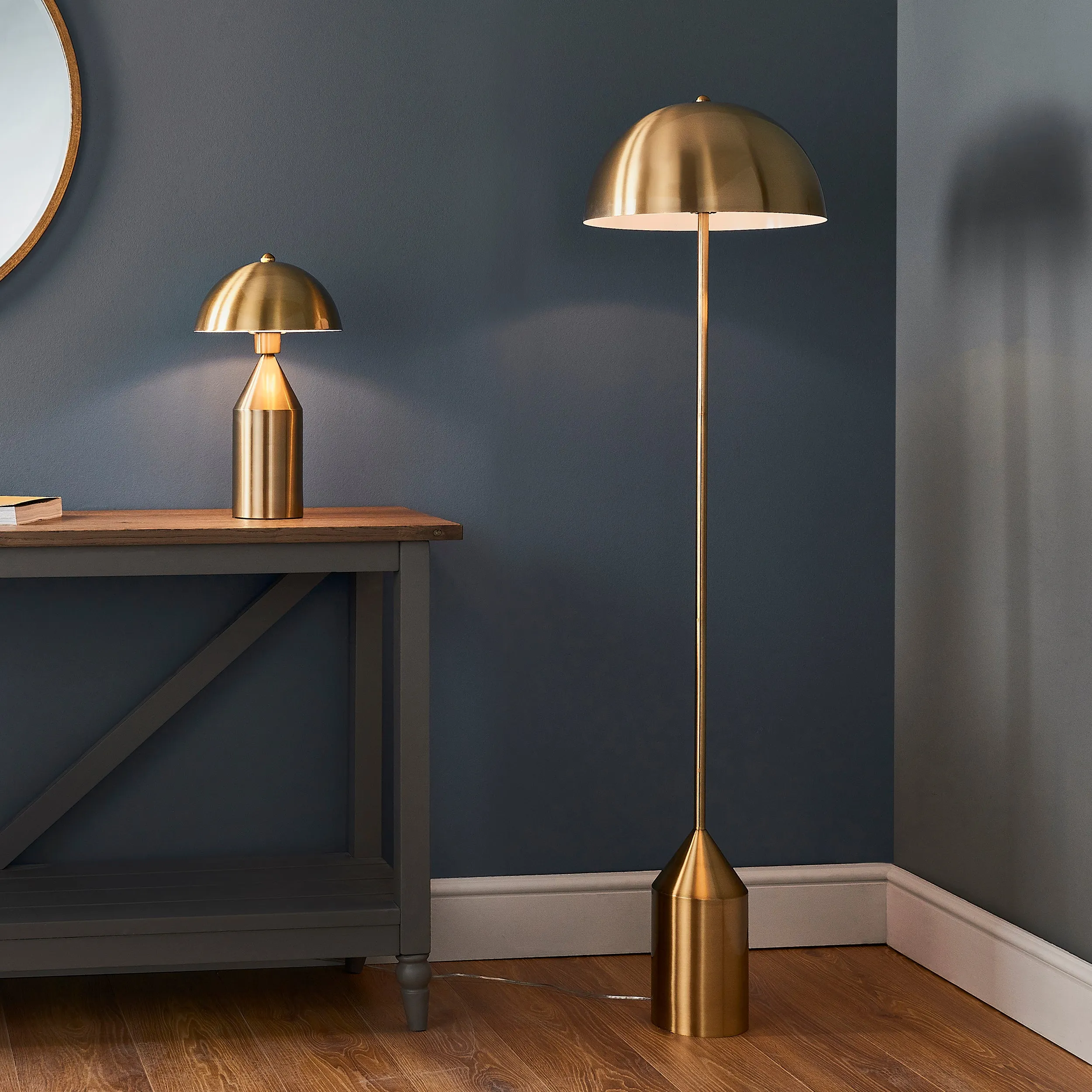Endon 90522 Nova 1lt Table Antique brass plate 60W E27 GLS (Required)