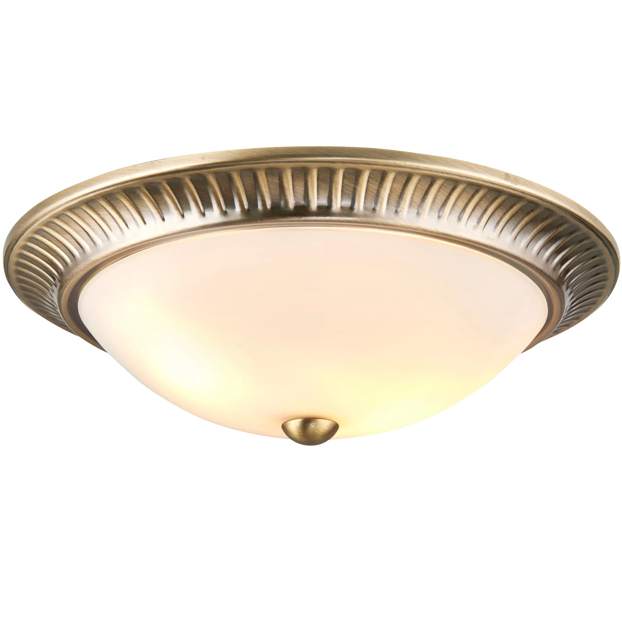 Endon 91123 Brahm 2lt Flush Antique brass plate & frosted glass 2 x 40W E14 candle (Required)