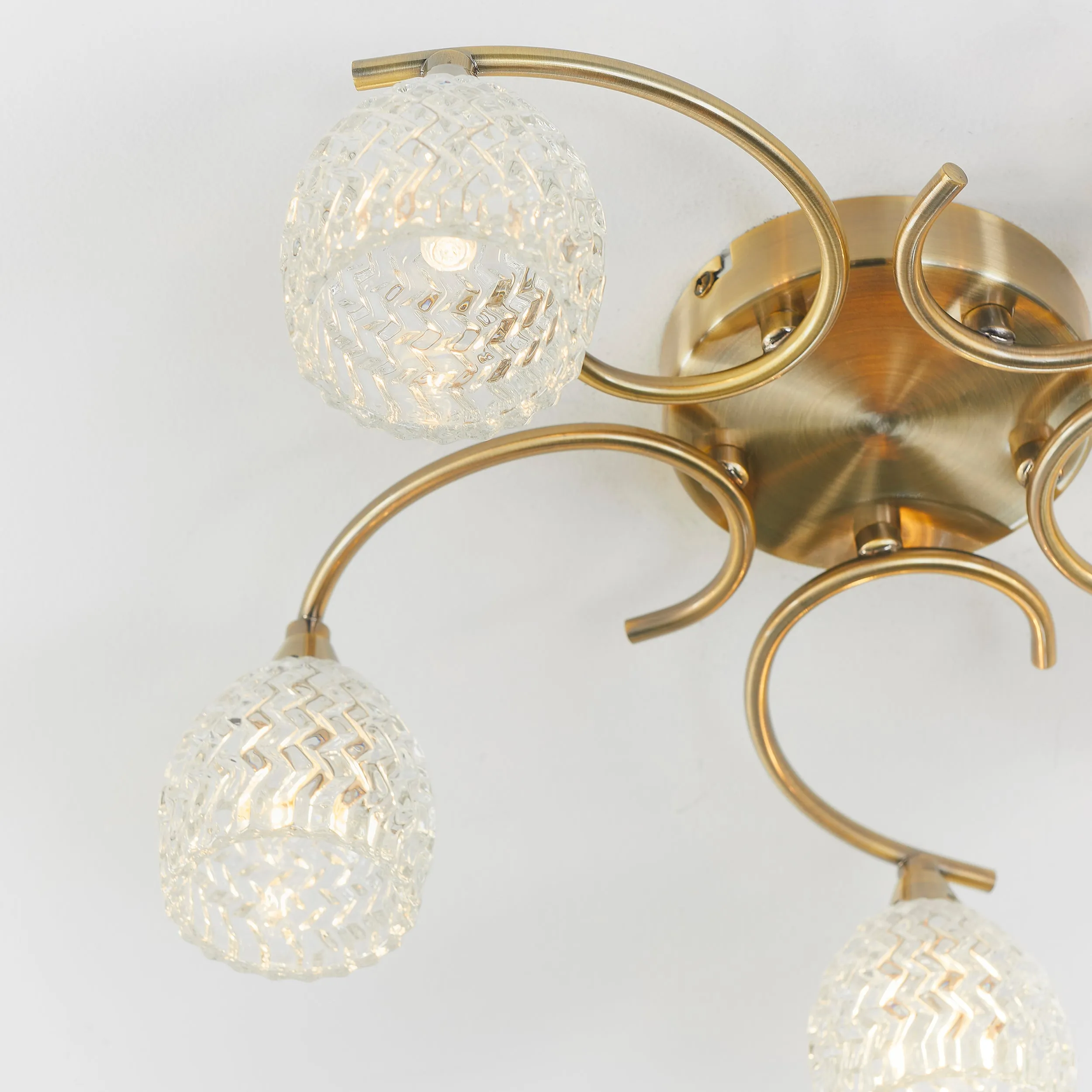 Endon BOYER-5AB Boyer 5lt Semi flush Antique brass plate & clear glass 5 x 33W G9 clear capsule (Required)