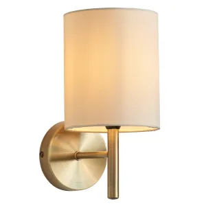 Endon BRIO-1WBAB Brio 1lt Wall Antique brass plate & cream fabric 40W E14 golf (Required)