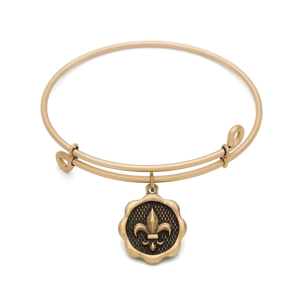 Fleur-de-Lis, Bangle Antique Gold Color Finish