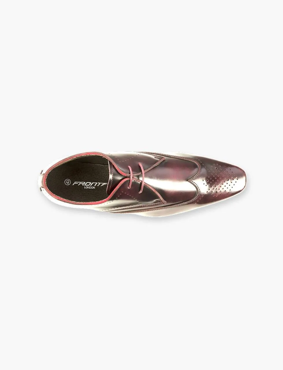 FRONT Mens Long Semi - Square Tyson Derby  Lace Up Shoes Burgundy UK 7 to UK 12