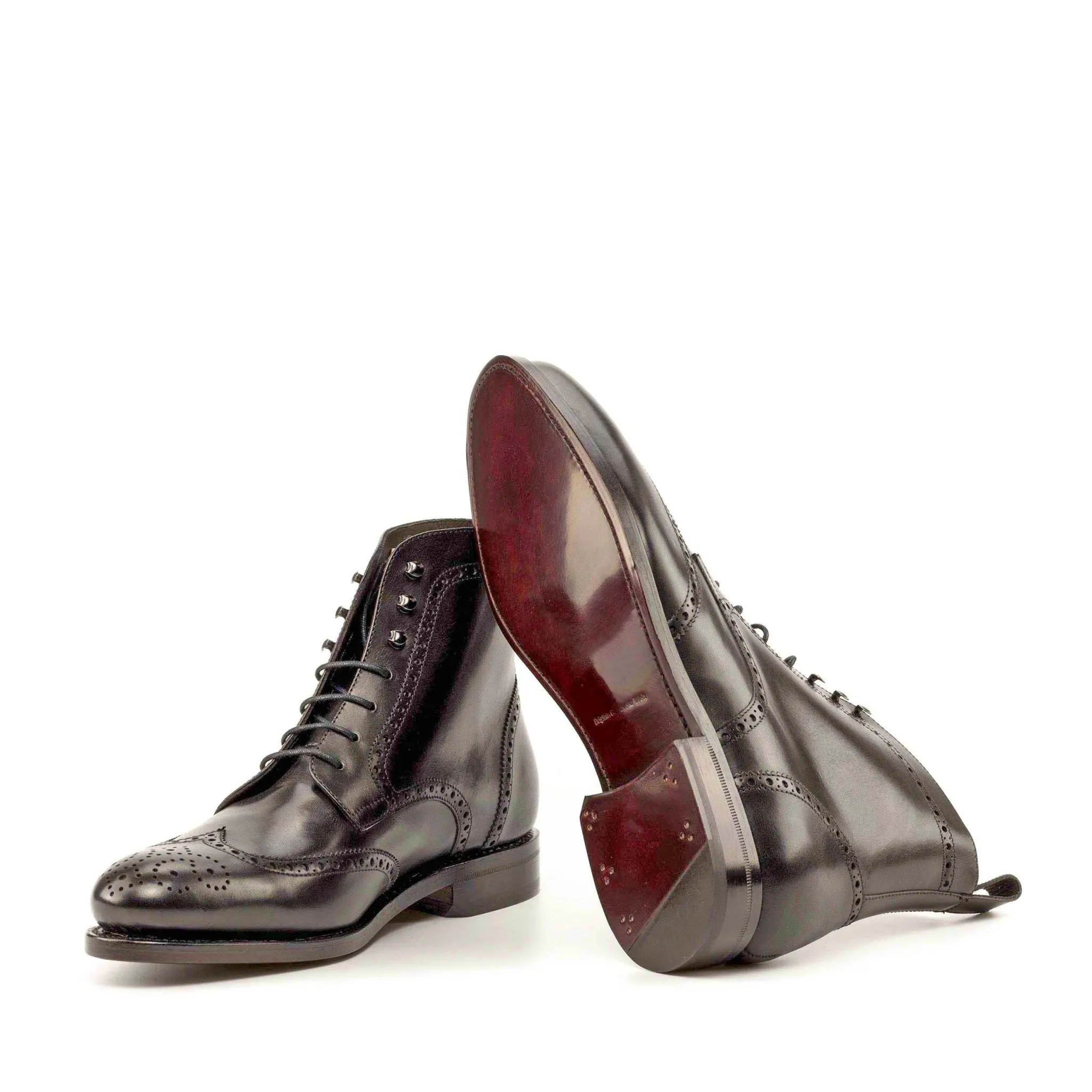 Full Brogue Boot in Black Box Calf